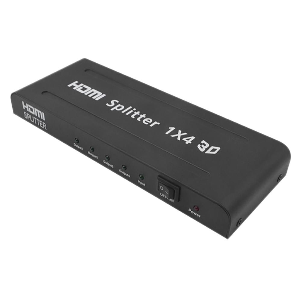Splitter 1 in 4 Out 3D 4K 1080P HDMI-Compatible Splitter 1 x 4 HD Splitter for Set Top DVD PS4 XBOX HDTV Etc US Plug