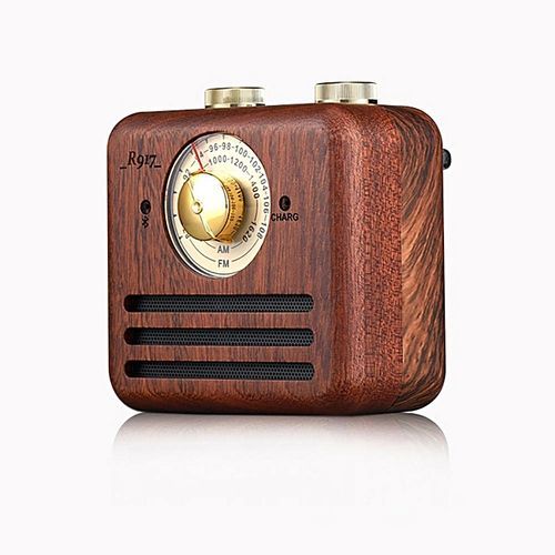 Retro Bluetooth Speaker, Portable Stereo Natural Walnut Wood Mini Wireless Bluetooth Bass Subwoofer, Support FM/AM Radio Loundspeaker HT-S