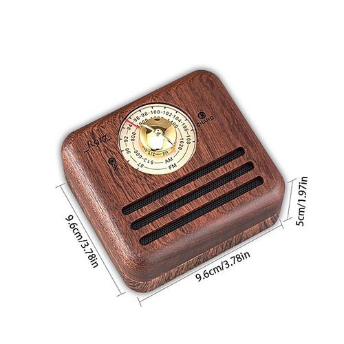 Retro Bluetooth Speaker, Portable Stereo Natural Walnut Wood Mini Wireless Bluetooth Bass Subwoofer, Support FM/AM Radio Loundspeaker HT-S