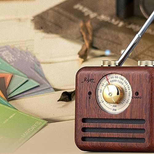 Retro Bluetooth Speaker, Portable Stereo Natural Walnut Wood Mini Wireless Bluetooth Bass Subwoofer, Support FM/AM Radio Loundspeaker HT-S