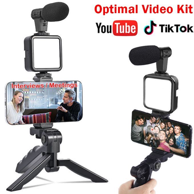 Phone Holder Photography Lighting Smartphone Video Kit Microphone LED Selfie Tripod Recording Handle Portable Stabilizer Bracket