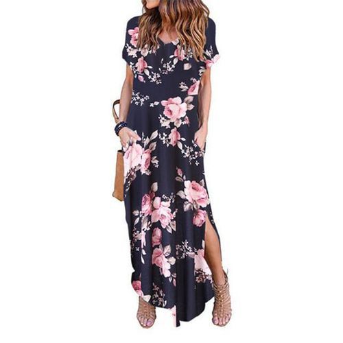 Sexy Women Dress Plus Size 5XL Summer 2020 Solid Casual Short Sleeve Maxi Dress For Women Long Dress  Lady Dresses