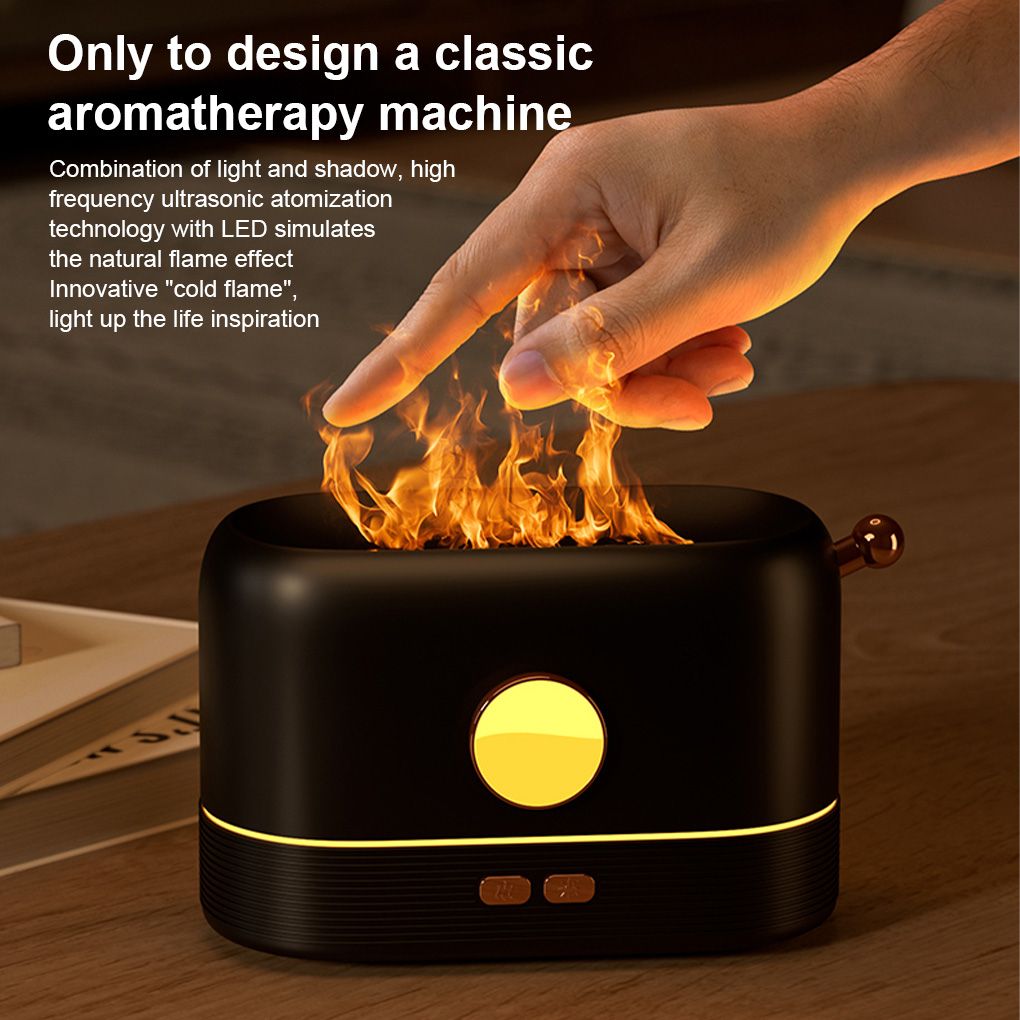 Air Humidifier Essential Oil Flame Lamp Aroma Diffuser-Black