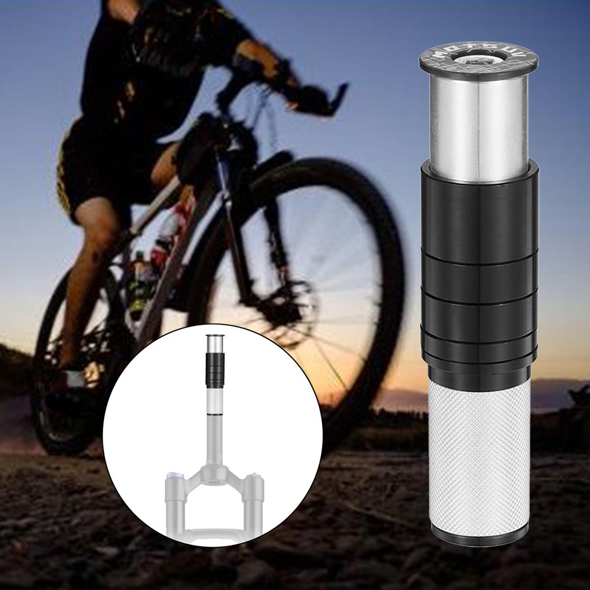 Bike Fork Stem Extender For Mountain -1/8" 28.6mm Black