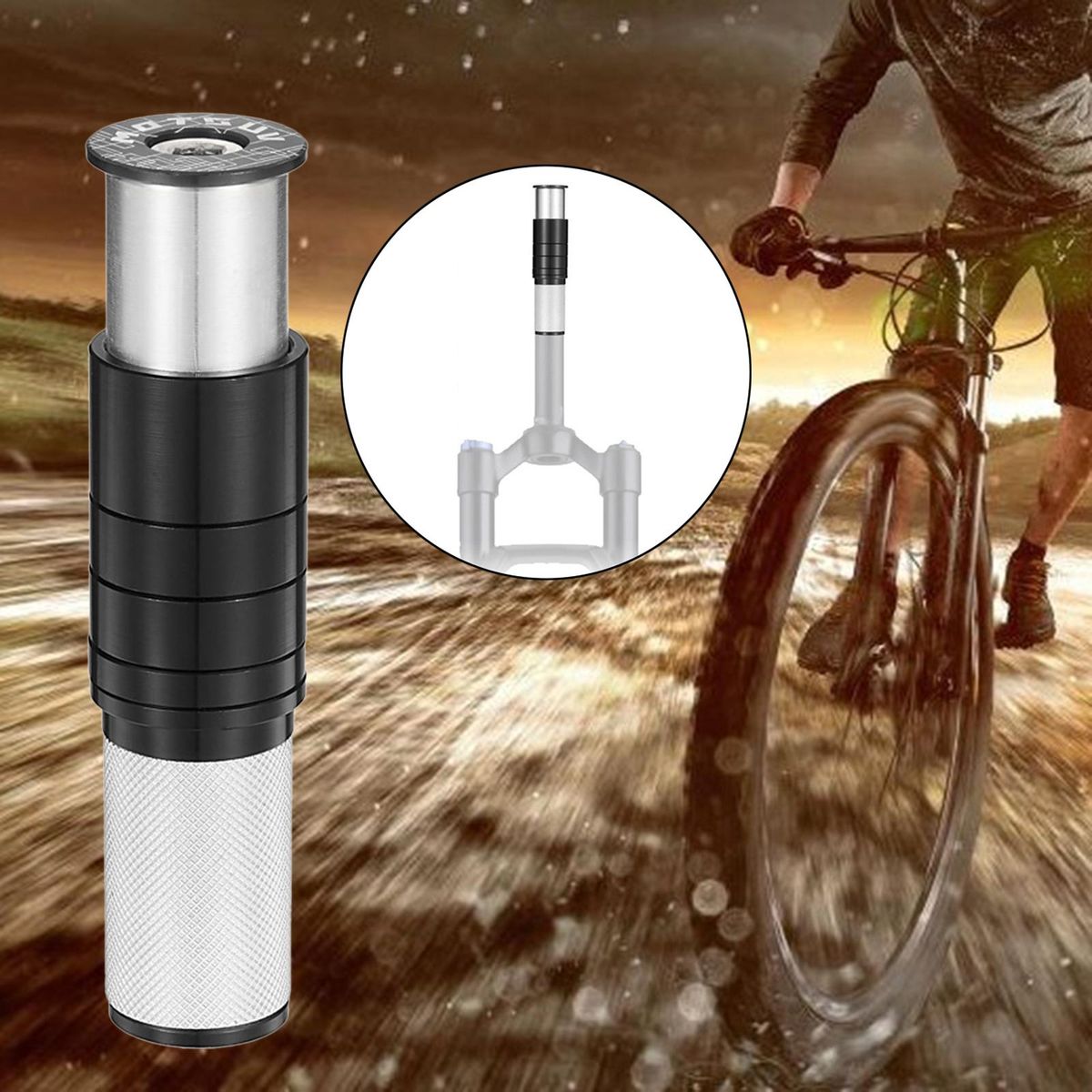 Bike Fork Stem Extender For Mountain -1/8" 28.6mm Black