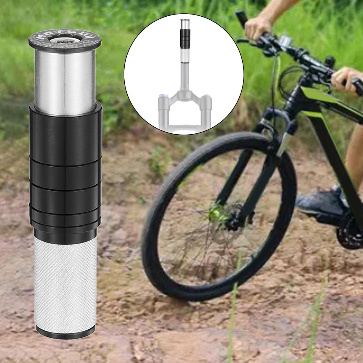 Bike Fork Stem Extender For Mountain -1/8" 28.6mm Black