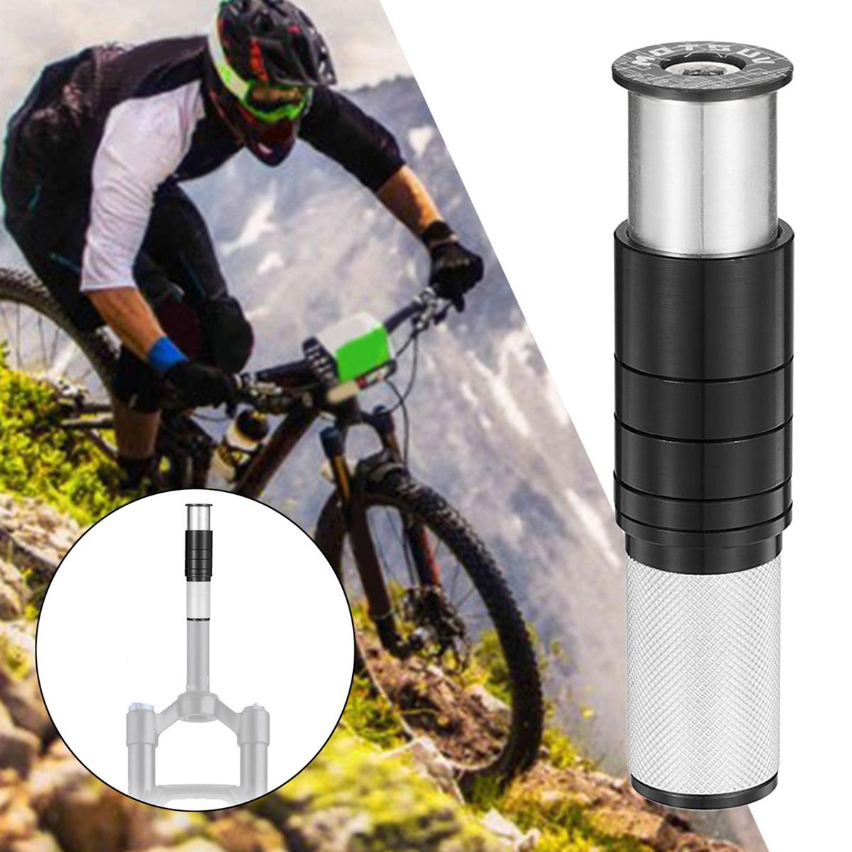Bike Fork Stem Extender For Mountain -1/8" 28.6mm Black