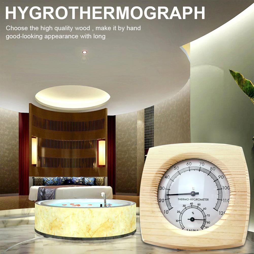 2 In 1 Sauna Room Wood Thermometer Hygrometer Steam Sauna