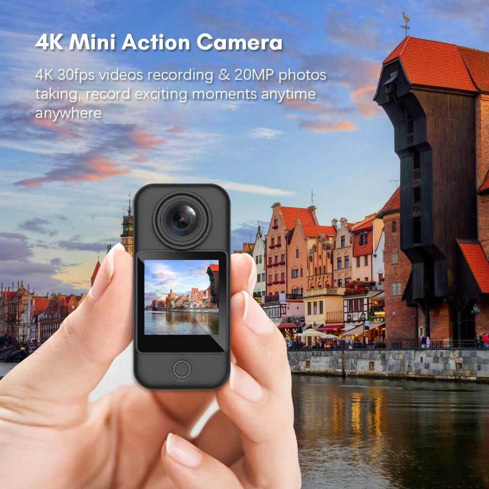 SJCAM C300 4K 30FPS Mini Action Camera 5G/2.4G WiFi Sports Camera Dual Touch Control Screens 154° Wide Angle Lens 6-Axis Gyro Stabilization 30M Waterproof Night Vision Detachable Battery with an Extra 2800mAh Battery Module
