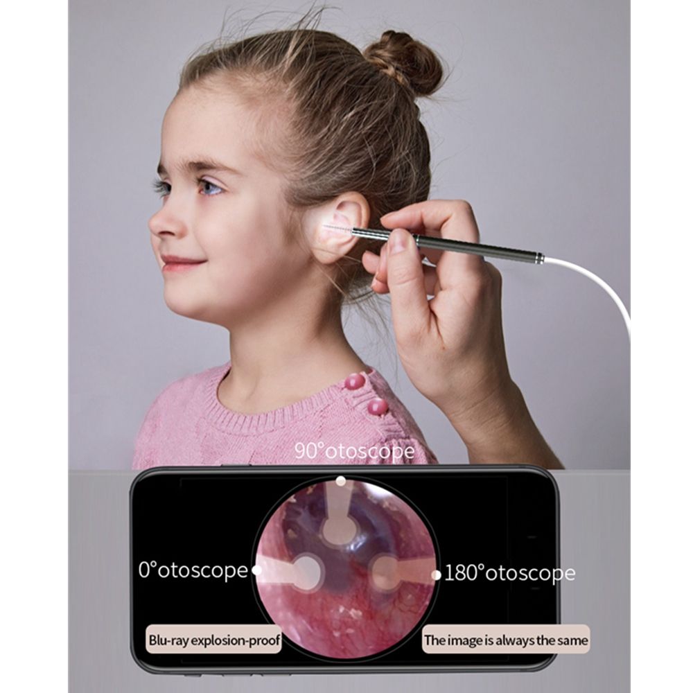 Ear Cleaner Endoscope Spoon Mini Camera Ear Picker Cleaning Wax Removal Visual Ear Mouth Nose Otoscope Support Android PC(#Blue)