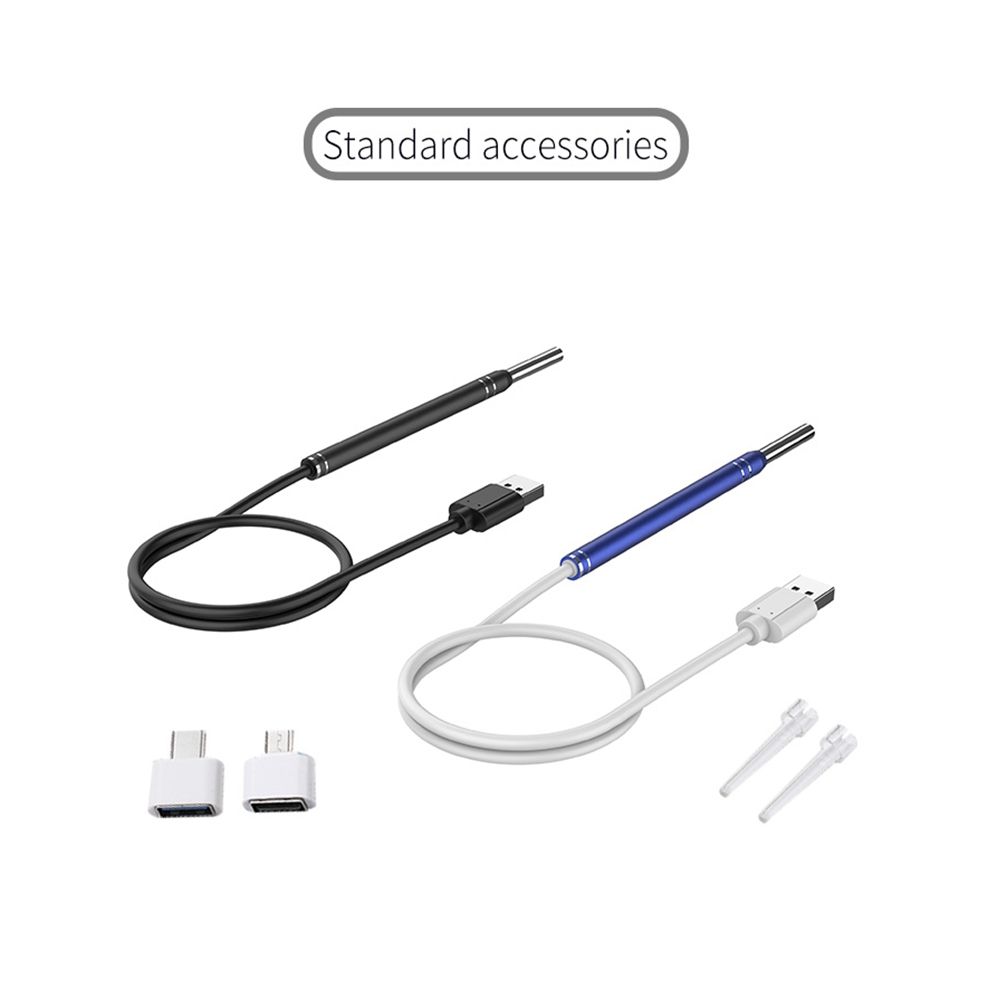 Ear Cleaner Endoscope Spoon Mini Camera Ear Picker Cleaning Wax Removal Visual Ear Mouth Nose Otoscope Support Android PC(#Blue)