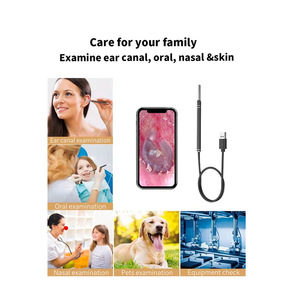 Ear Cleaner Endoscope Spoon Mini Camera Ear Picker Cleaning Wax Removal Visual Ear Mouth Nose Otoscope Support Android PC(#Blue)