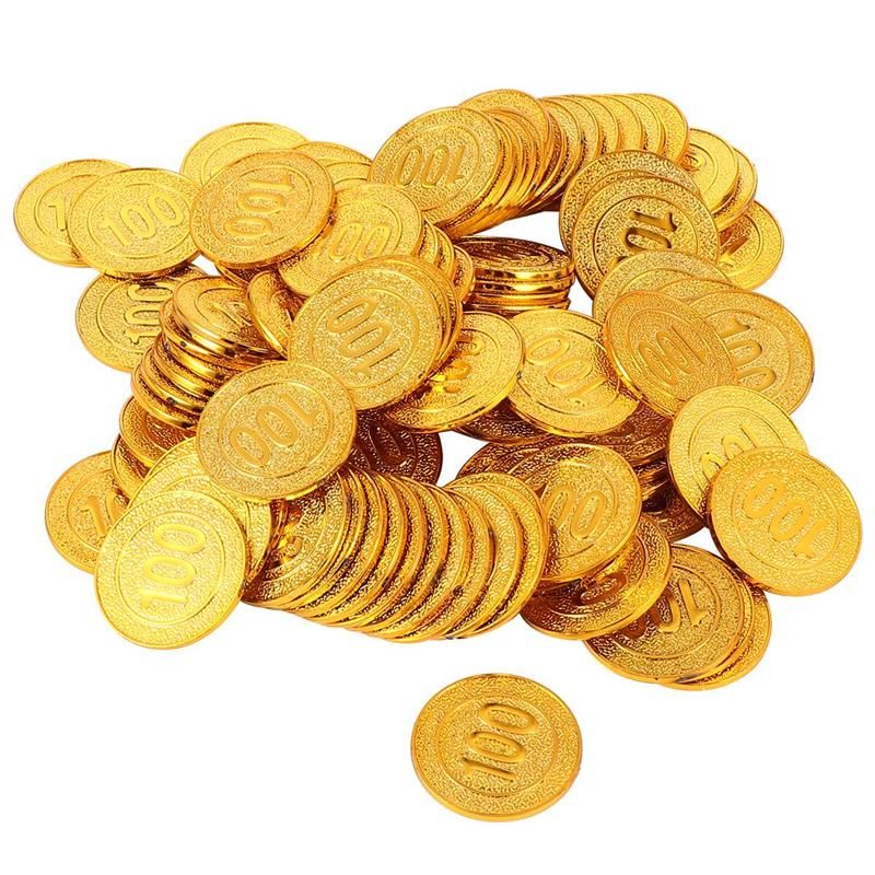 1 Set Of 100 Pcs Halloween Pirate Gold Coin Fake Game Coins