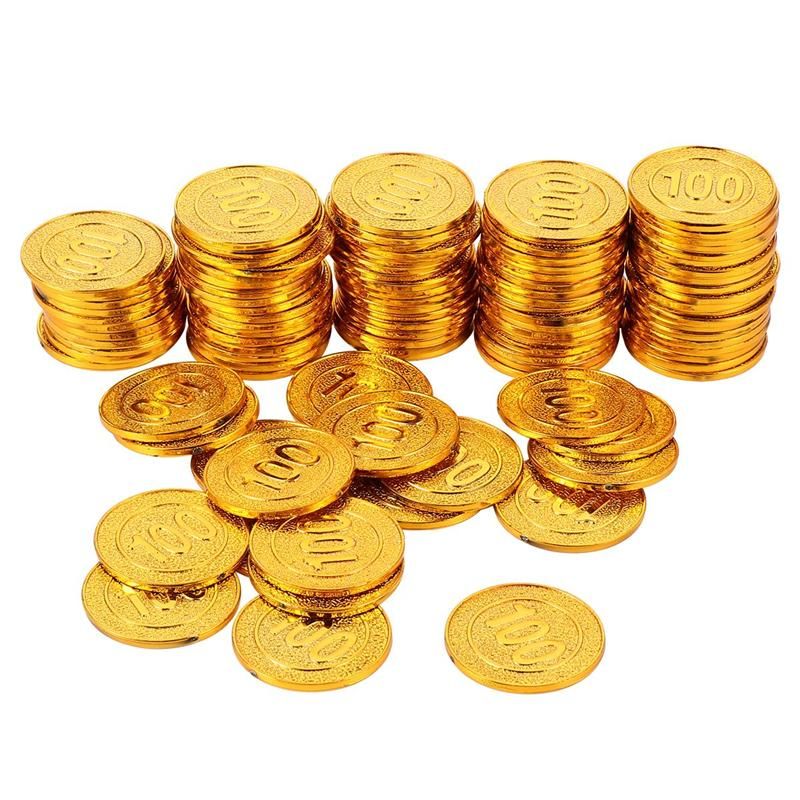 1 Set Of 100 Pcs Halloween Pirate Gold Coin Fake Game Coins