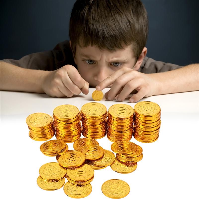 1 Set Of 100 Pcs Halloween Pirate Gold Coin Fake Game Coins