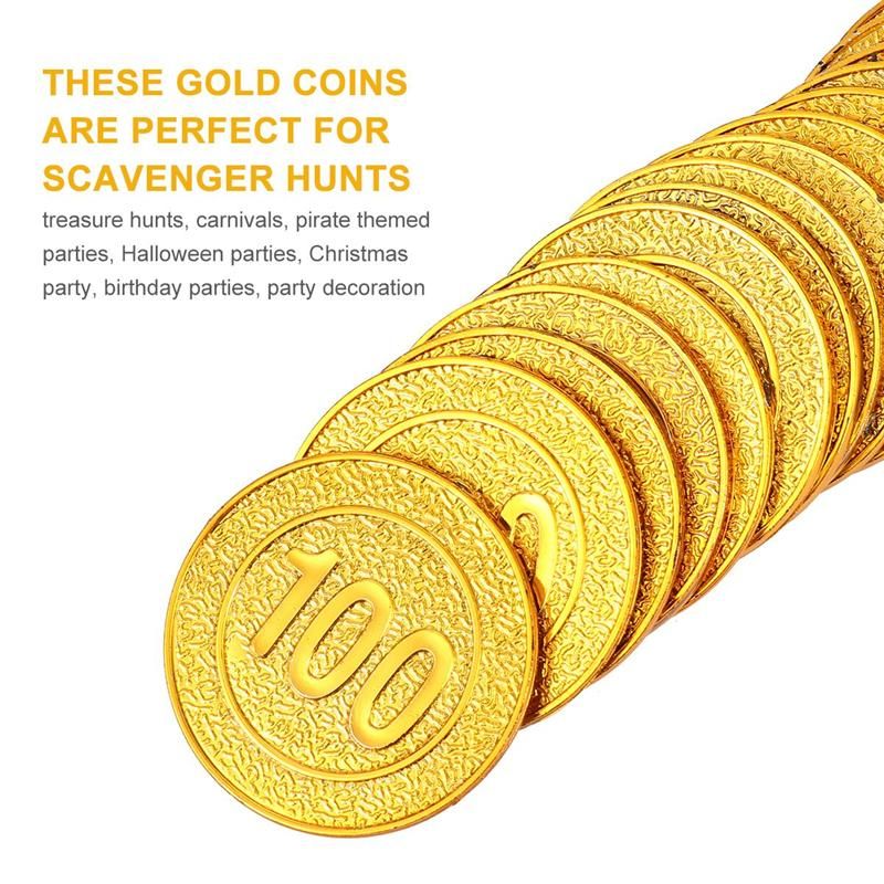 1 Set Of 100 Pcs Halloween Pirate Gold Coin Fake Game Coins