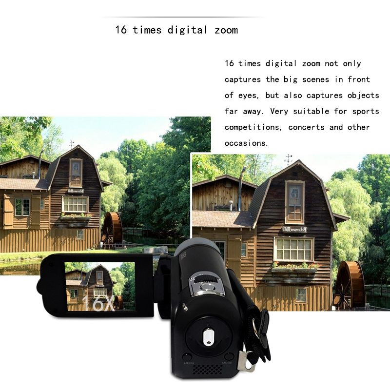 Anti Shake DV Camcorder 1080P HD 16X Night Shoot Zoom Mic 2.7 Inch Screen Handheld Digital Video Camera For Vlog Party Wedding Red