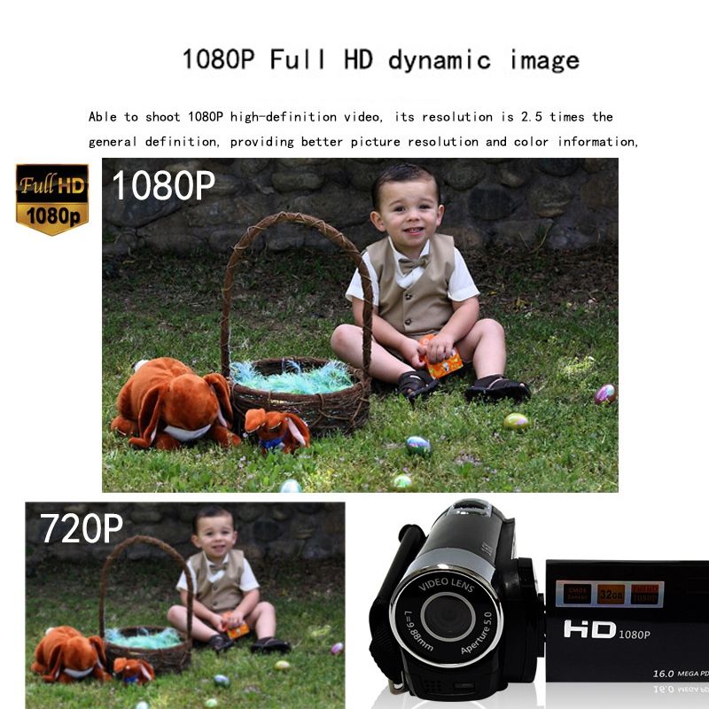 Anti Shake DV Camcorder 1080P HD 16X Night Shoot Zoom Mic 2.7 Inch Screen Handheld Digital Video Camera For Vlog Party Wedding Red