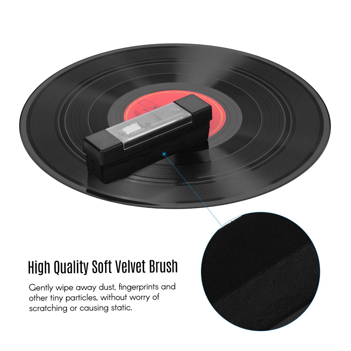3-in-1 Soft Velvet Record Cleaner Cleaning Brush With Small