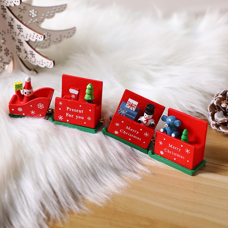 New Wooden Four-section Small Train Mini Desktop Decoration