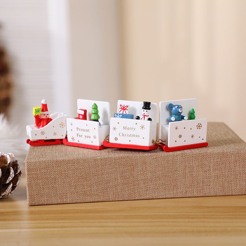 New Wooden Four-section Small Train Mini Desktop Decoration