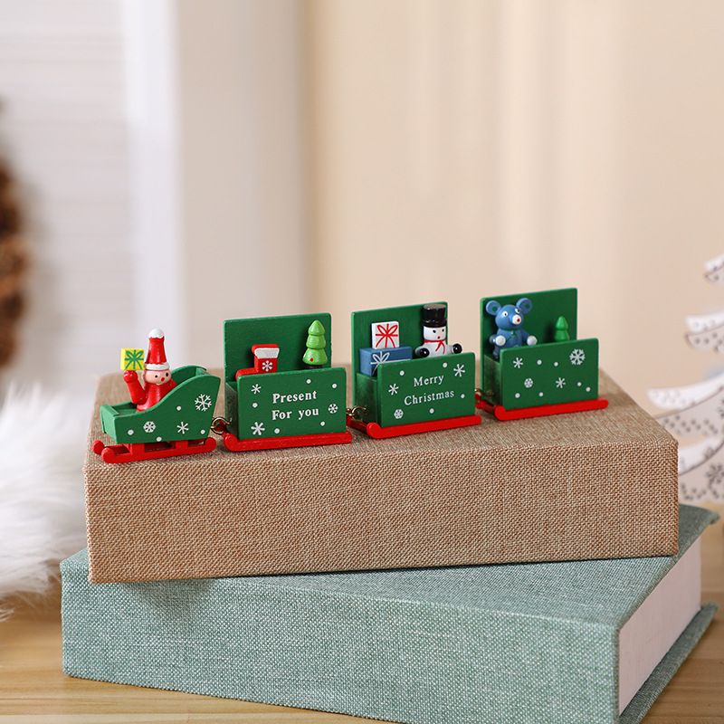 New Wooden Four-section Small Train Mini Desktop Decoration