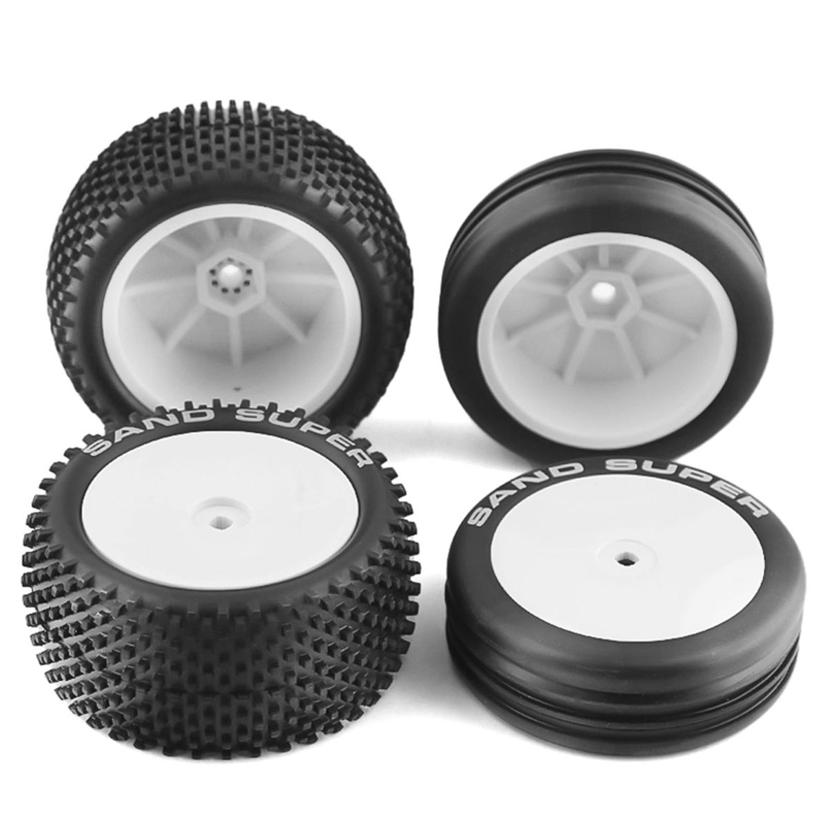 Remote Control Off-Road Rally Car white 82&87mm Tires 4pcs Replacement for XRAY XB2 Serpent SRX2 SRX4 Traxs Bandit Tekno EB410 Tamiya DT02 1/10 Remote Control Car Wheel