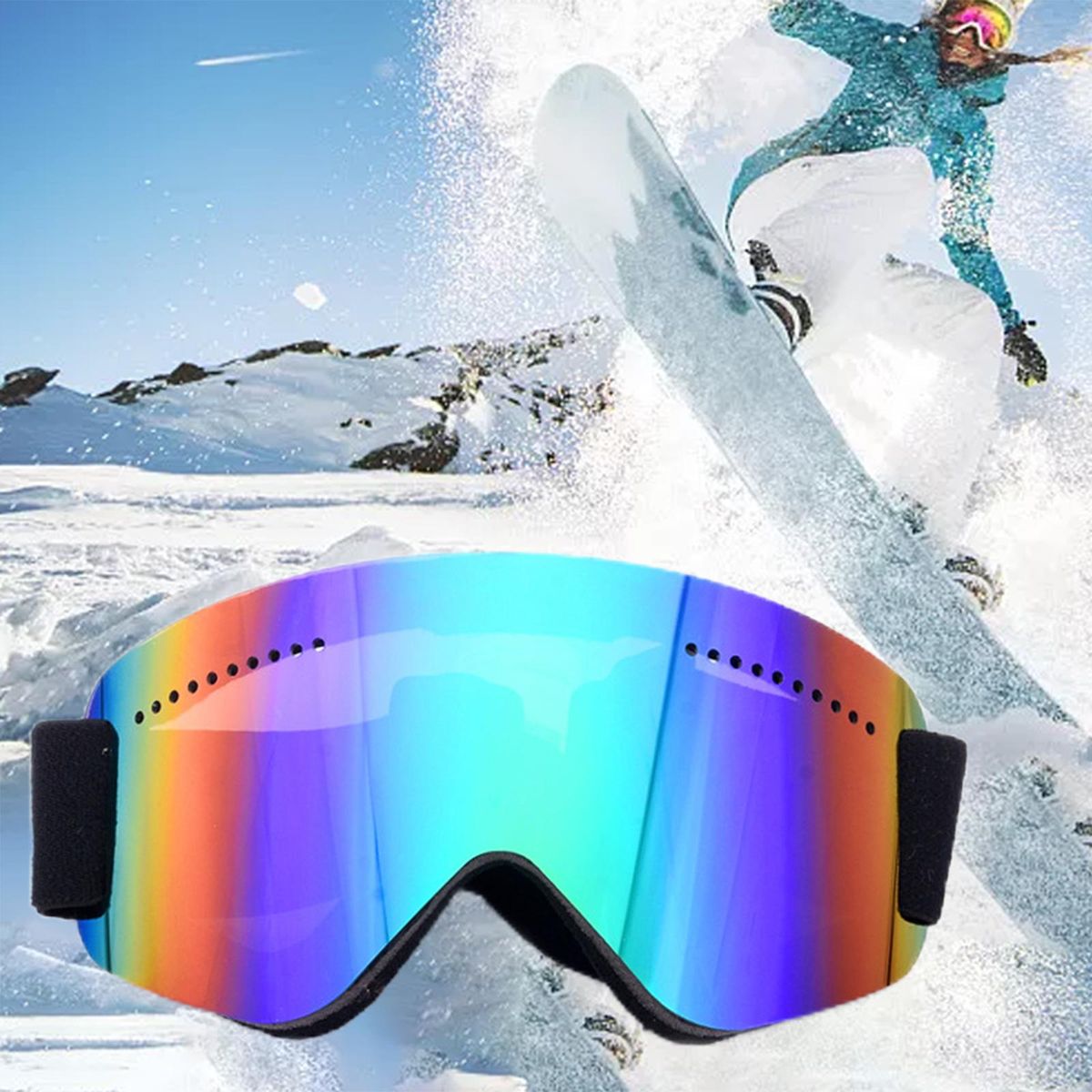 Ski  UV Protection Adult Eyewear Over Glasses For Snow Green