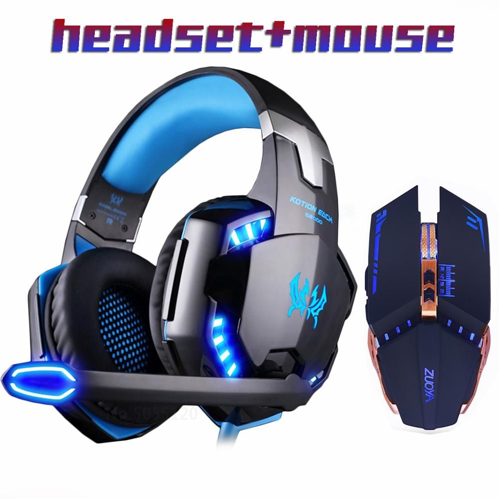 Gaming Mouse 4000 Dpi Headset Stereo Gamer Headphones With