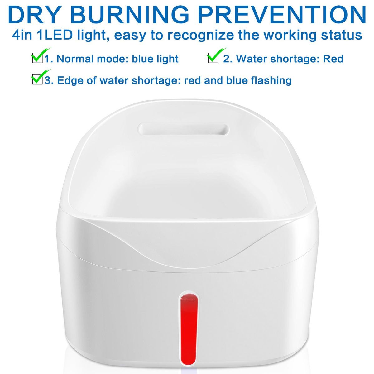 Automatic Cat Dog Water Dispenser with Burnout Prevention Pump Ultra-Quiet Pet Water Fountain for Cats Dogs LED Light