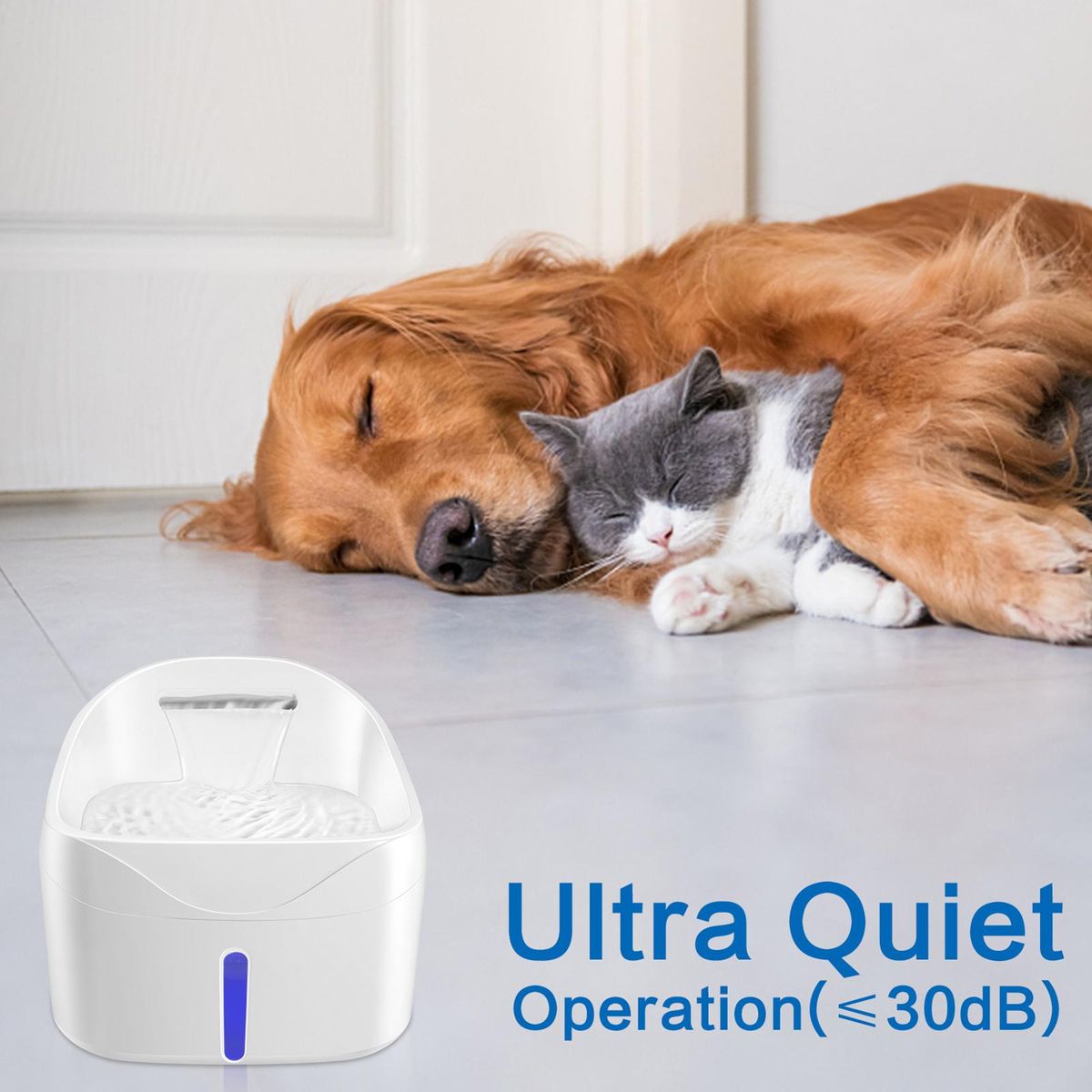Automatic Cat Dog Water Dispenser with Burnout Prevention Pump Ultra-Quiet Pet Water Fountain for Cats Dogs LED Light
