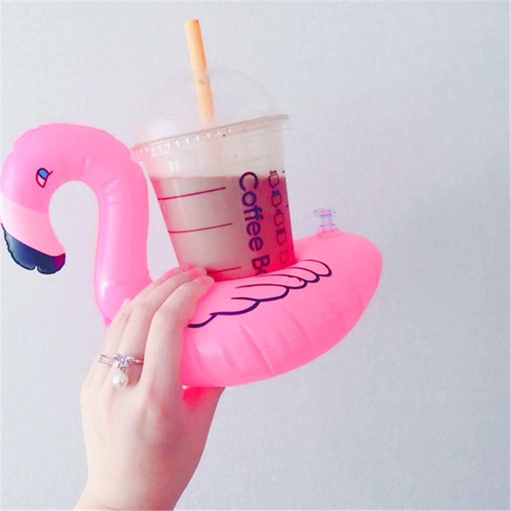 Inflatable Floating Drink Can Cup Holder For Swimming Pool Flamingo