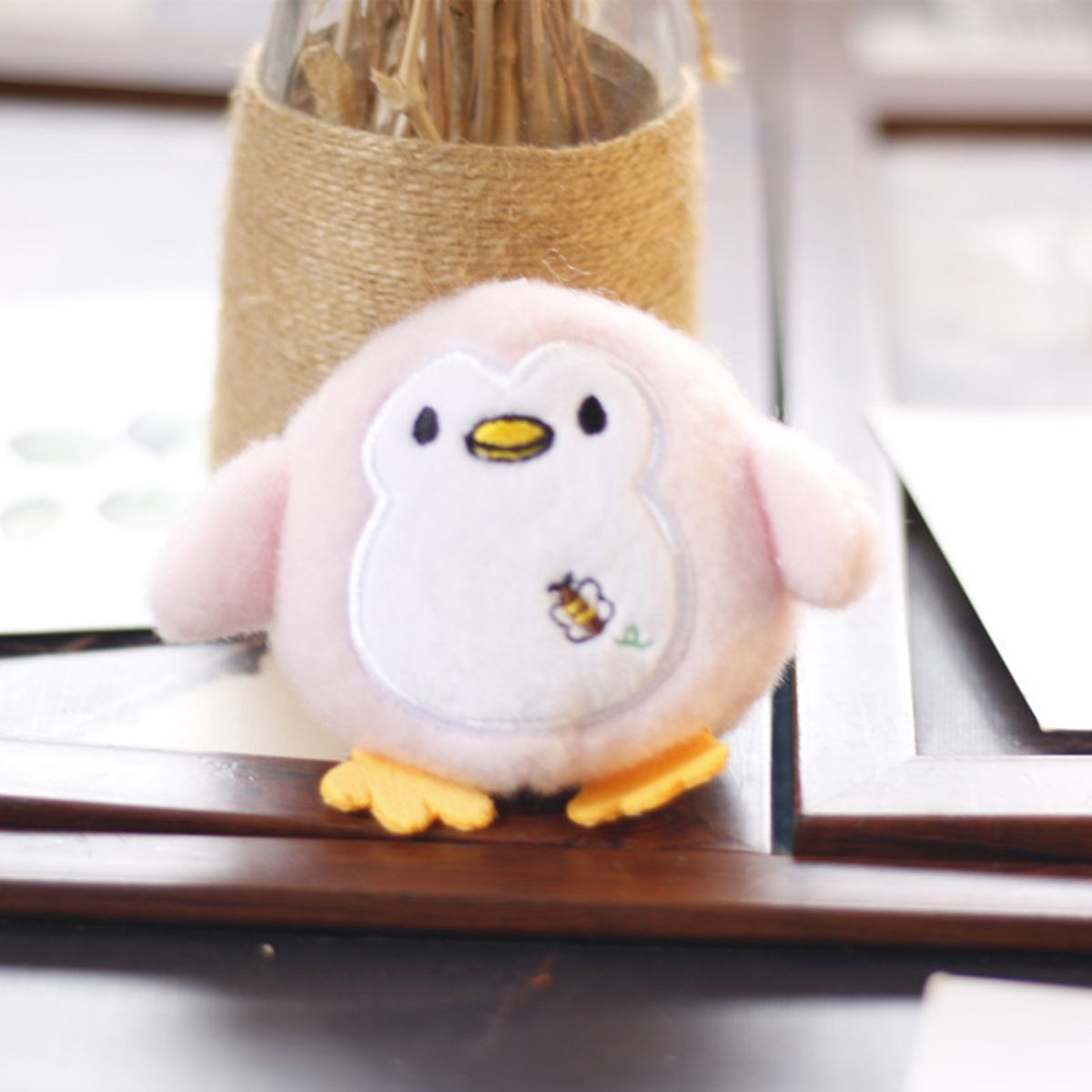 10cm Penguin Keychain Stuffed Animal Doll Toy Plush Penguin Keychain Pink