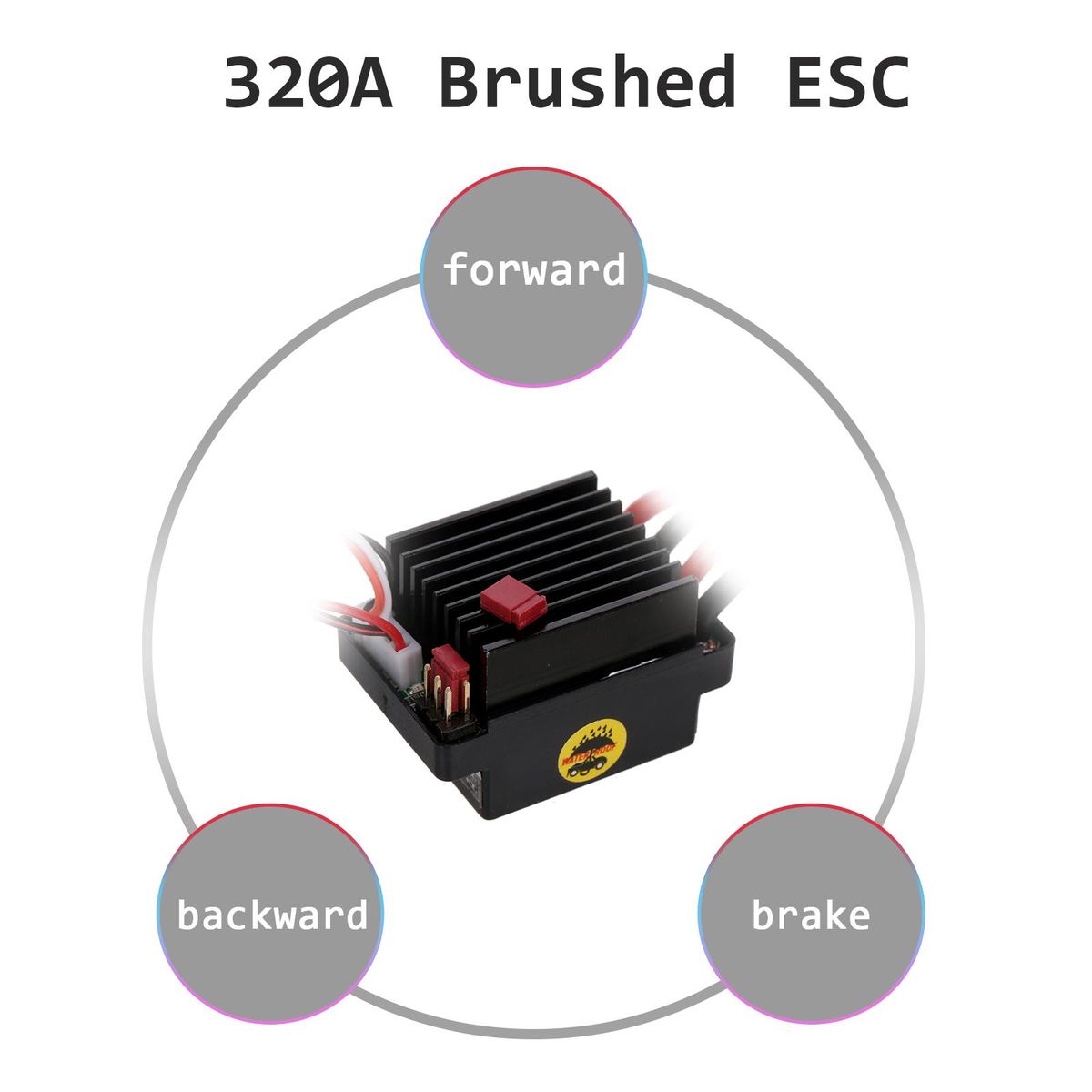 320A ESC Brushed Forward Reverse Electric Speed Controller with Brake Waterproof Support 2-3S Battery Replacement for HSP Redcat Traxxas Tamiya RC Car Boat