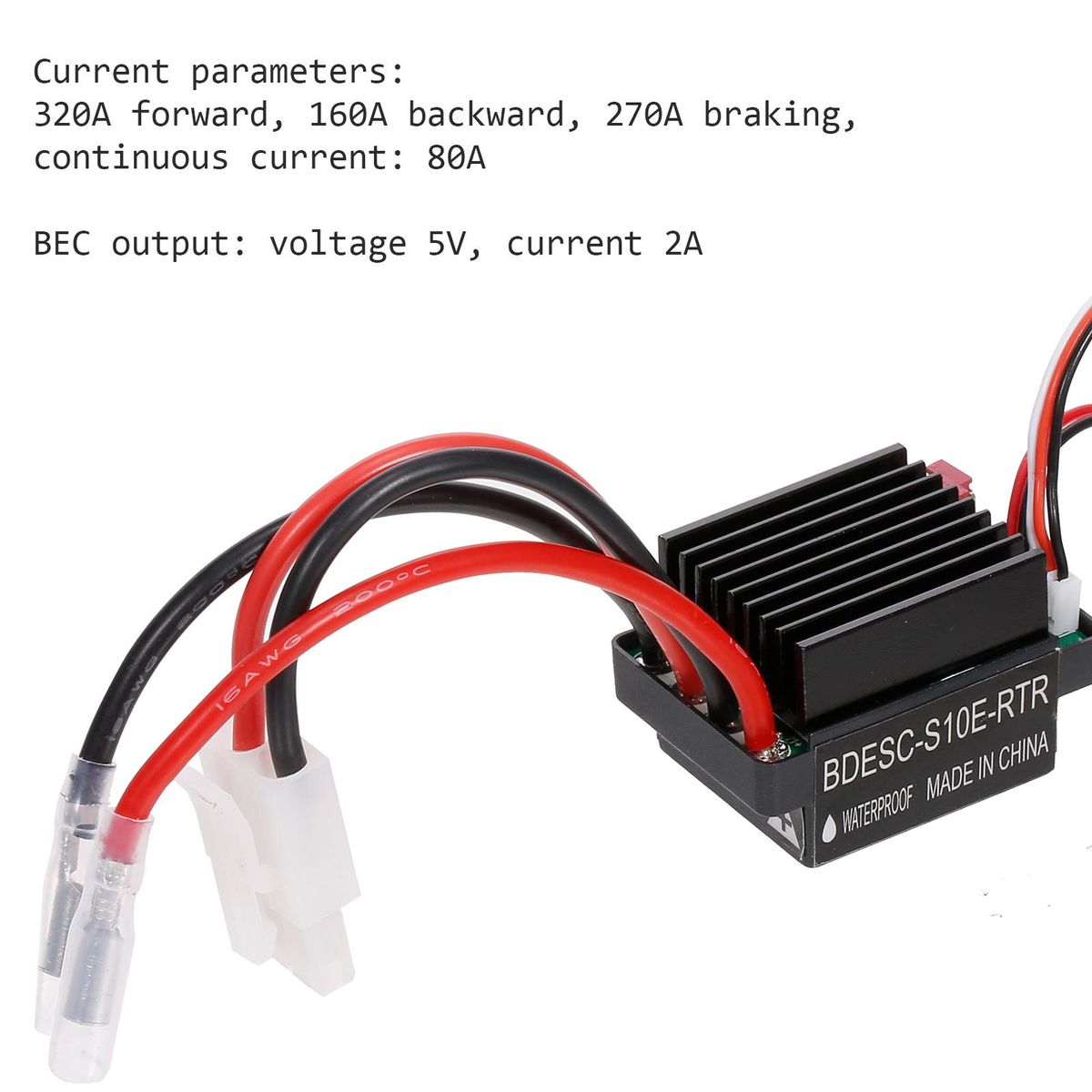 320A ESC Brushed Forward Reverse Electric Speed Controller with Brake Waterproof Support 2-3S Battery Replacement for HSP Redcat Traxxas Tamiya RC Car Boat