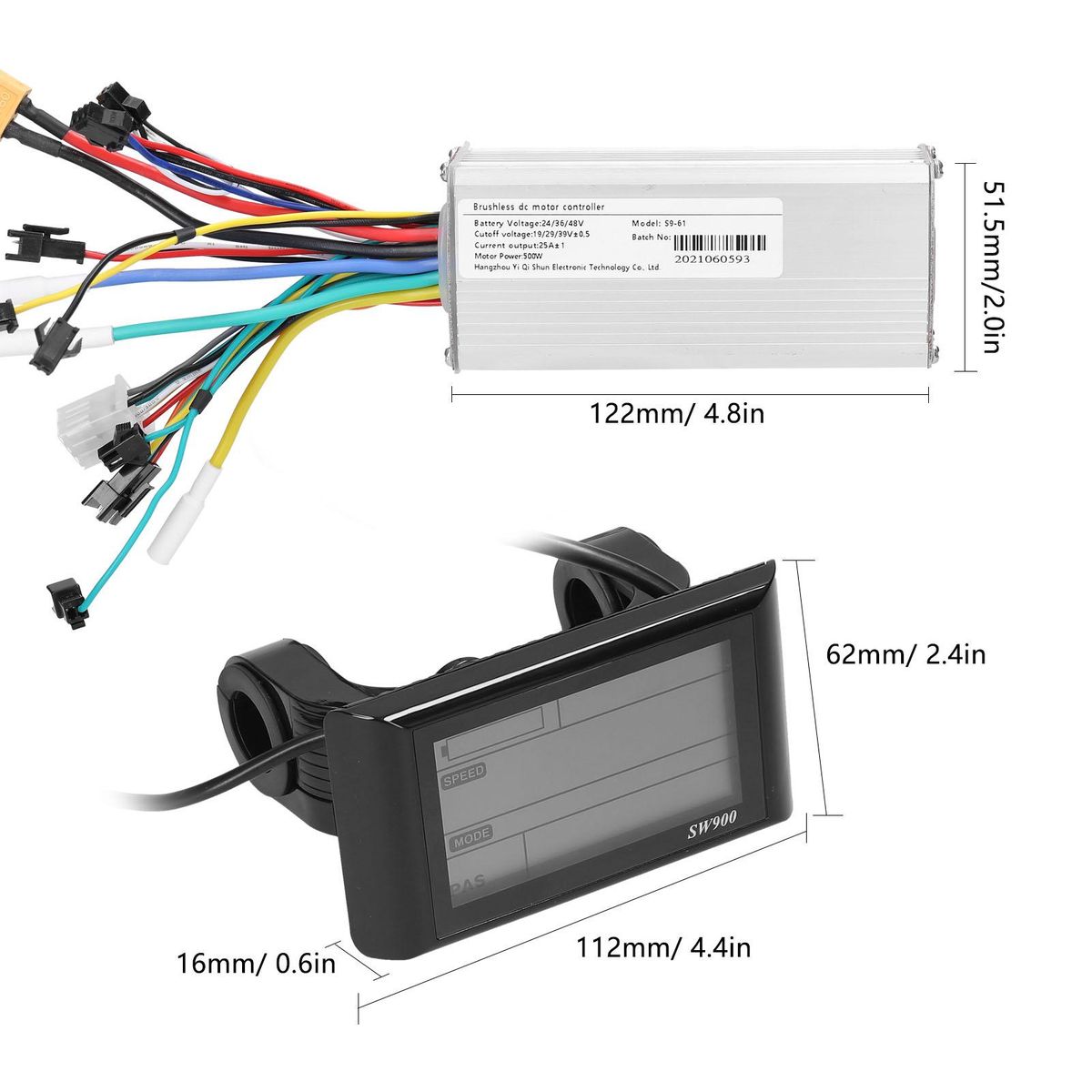 Motor Brushless Controller with Waterproof LCD Display Control Panel 24V-48V 500W Brushless Controller Kit for Electric Bicycle Scooter