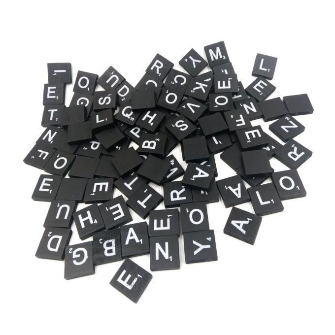 2x 100 Pcs Wooden 26 Alphabet Tiles Black Letters & Numbers For Game