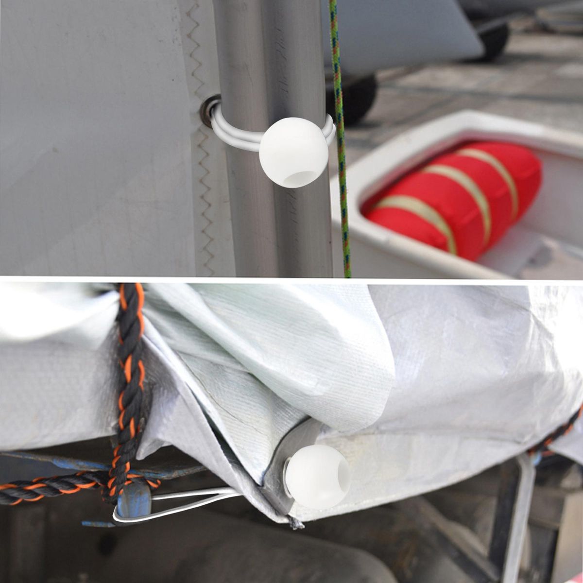 50 Pcs Bungee Balls Cords Tie Down Straps Elastic Rope for Camping Tents Cargo