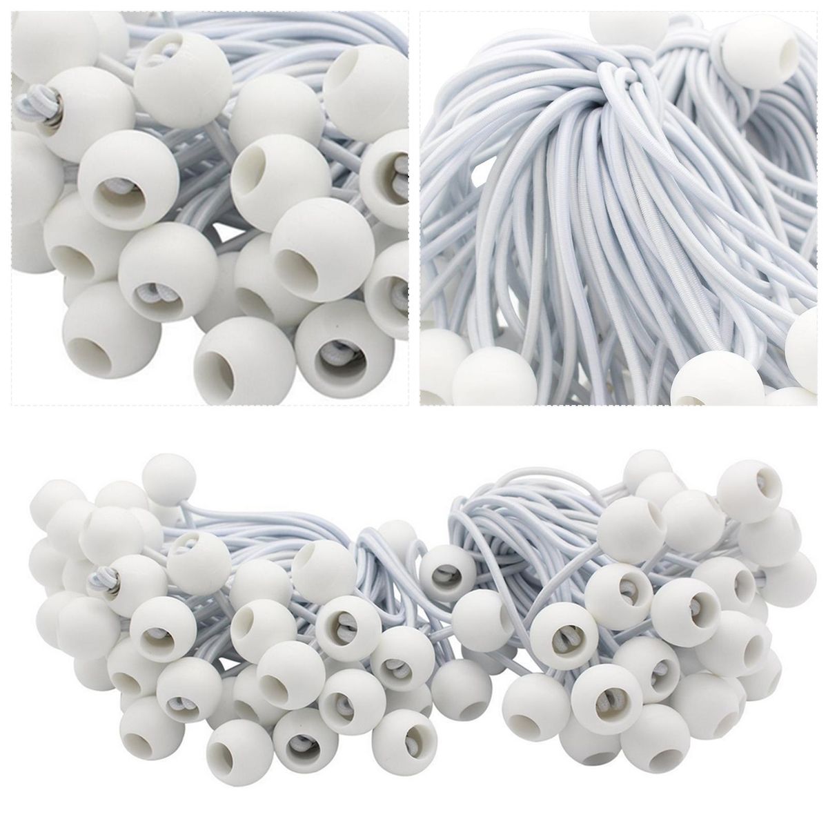 50 Pcs Bungee Balls Cords Tie Down Straps Elastic Rope for Camping Tents Cargo