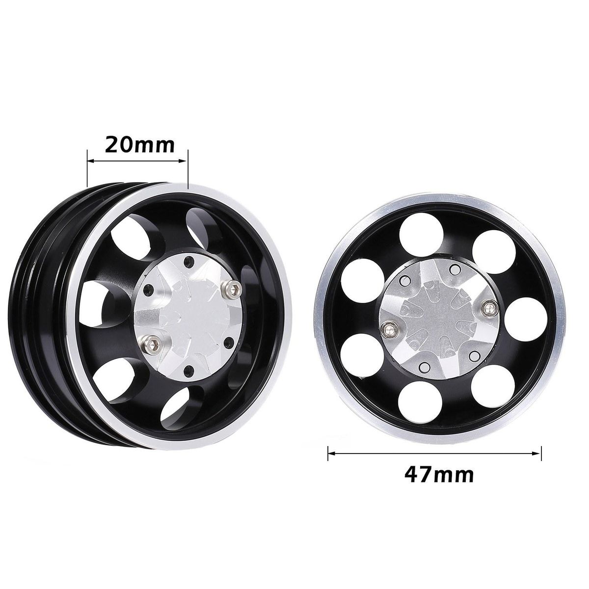 2pcs Trailer Rear Hub Aluminum Alloy Rim 7 Spokes for 1/14 Tamiya Tractor Truck RC Climber Trailer