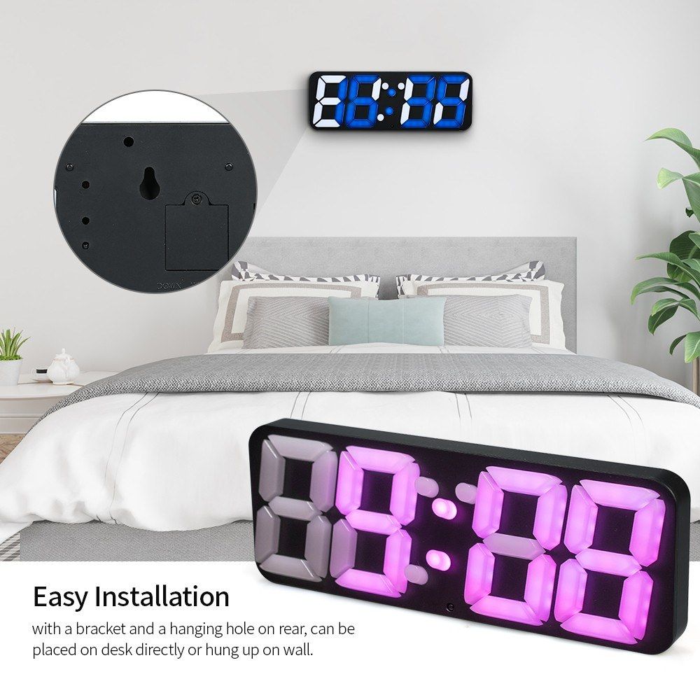 3D Wireless Remote Digital RGB LED Thermometer Alarm Clock