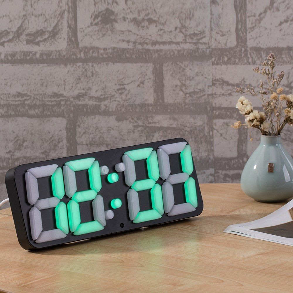3D Wireless Remote Digital RGB LED Thermometer Alarm Clock