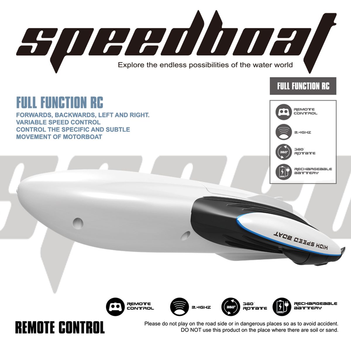 2.4G Remote Control Boat Competitive Speedboat High-speed