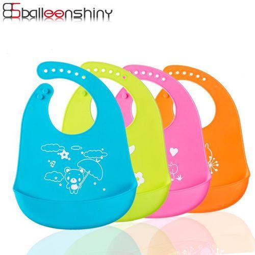 4PCS BalleenShiny Baby Waterproof Soft Silicone Bibs