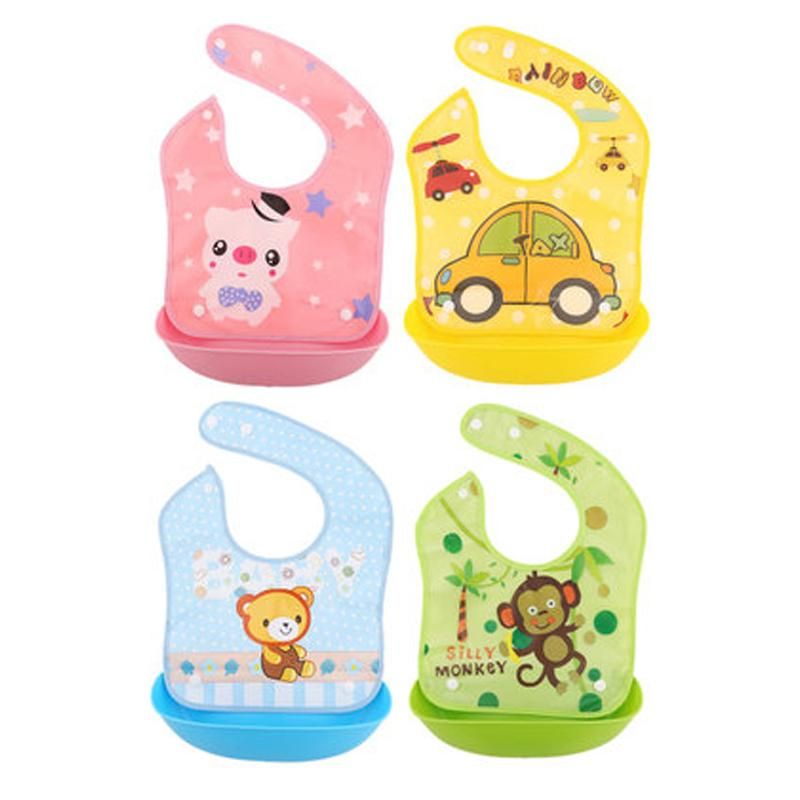4PCS Baby Bibs Waterproof Baby Aprons Bib