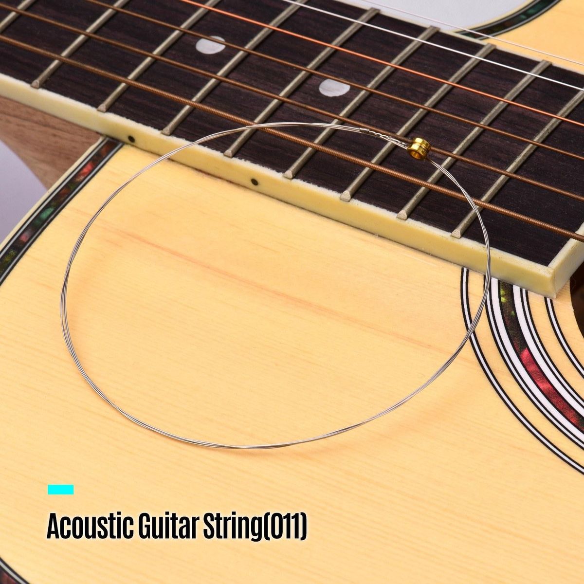 Single String Core Acoustic Folk Guitar String Replacement Hexagon Alloy Steel Material Wear Resistance Custom Tension 1st String (.011)) 50pcs/pack