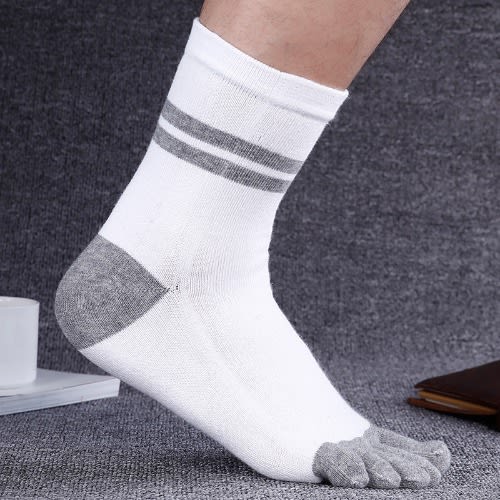 Five Toe Running, Exercise And Casual Socks - White