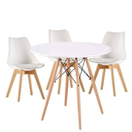 Scandinavian Style Dining Set - White