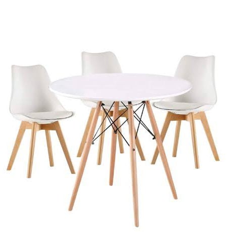 Scandinavian Style Dining Set - White