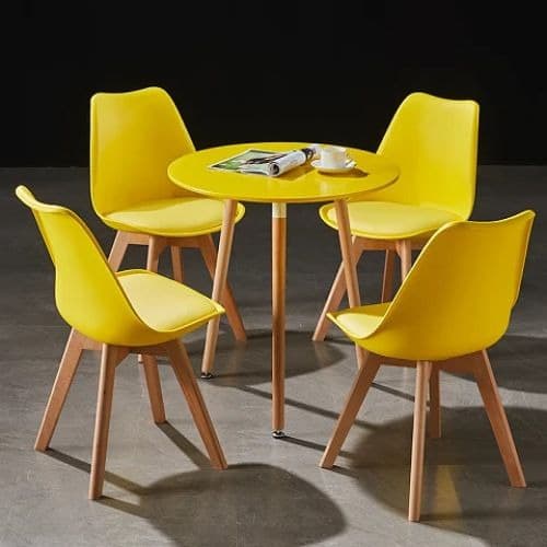 Yellow Coloured Luxury Dining Set Of Table & Chairs